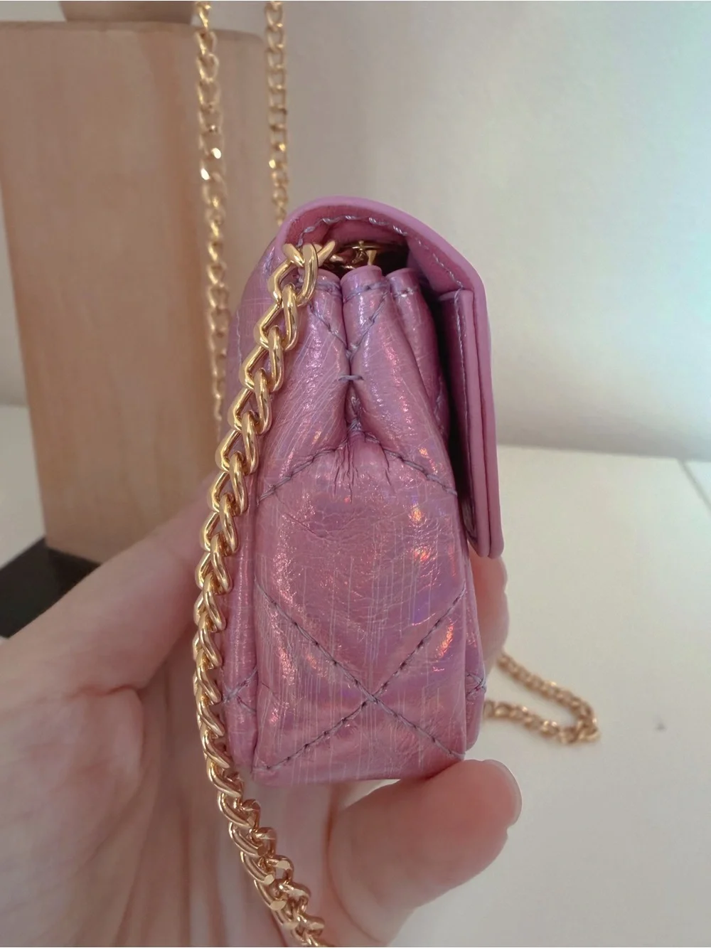 Pink Purple Holographic Mini Crossbody Bag